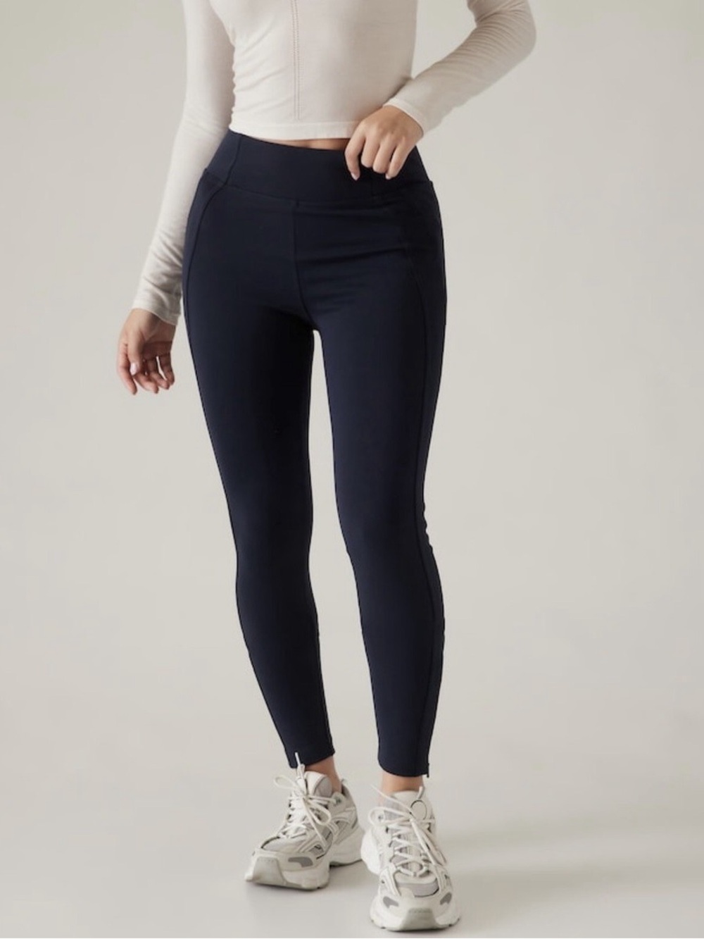 NWT Athleta Delancey high waist navy leggings size M